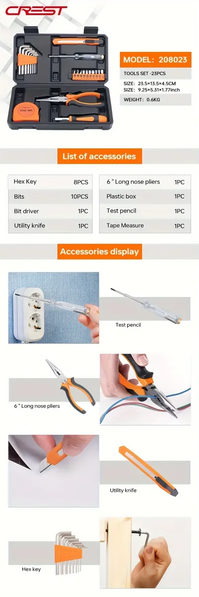 23 Pcs Household Hand Tool Set - Image 5